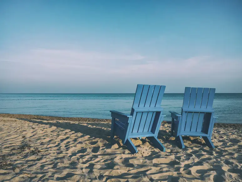 Two blue chairs